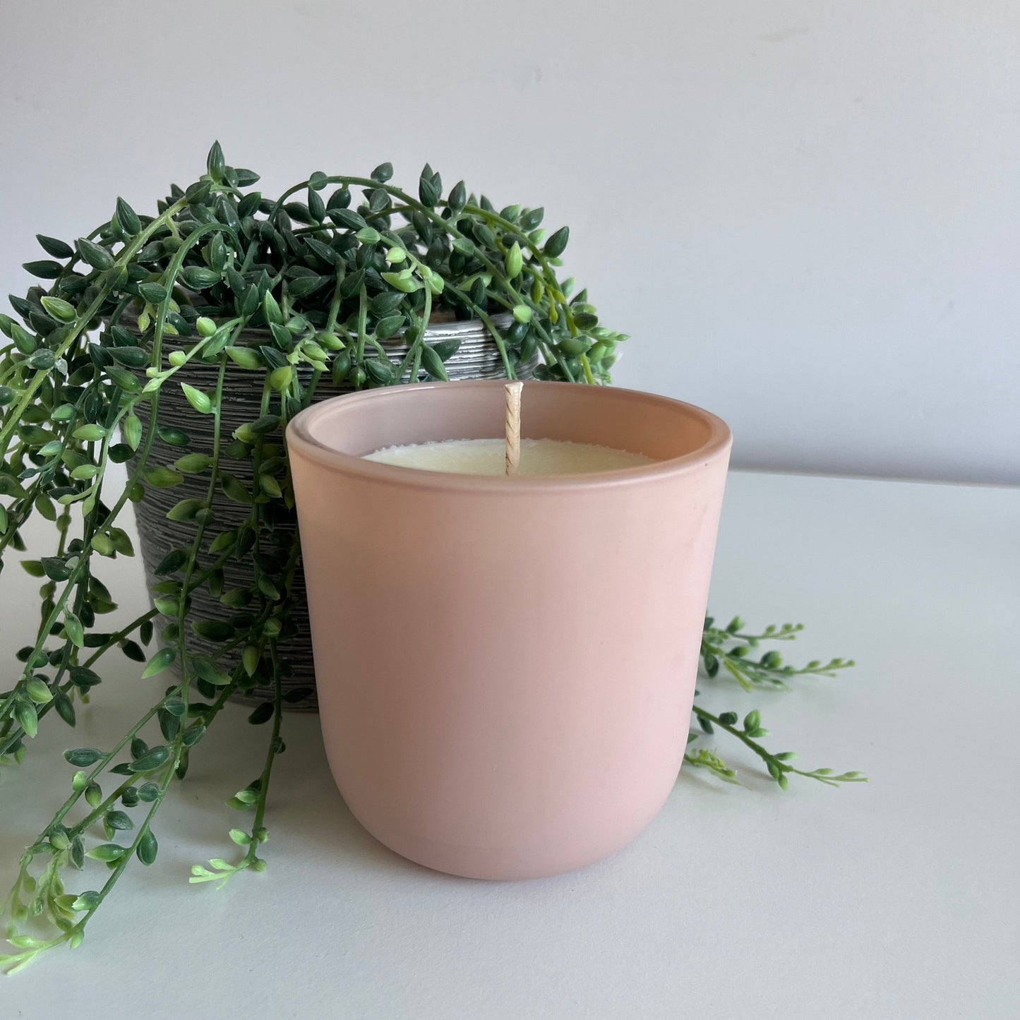 Sale* Pink Glass Jar Handmade Soy Candle