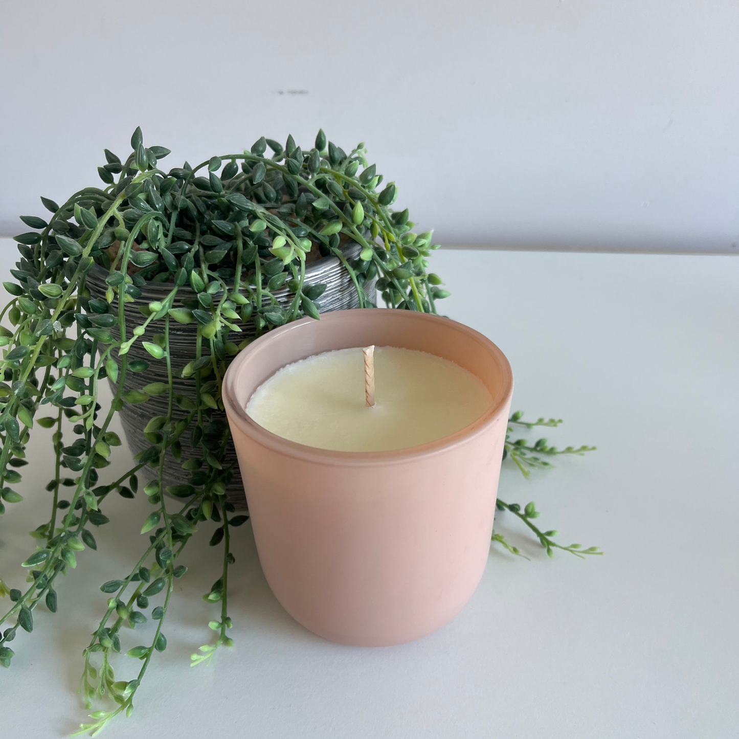 Sale* Pink Glass Jar Handmade Soy Candle