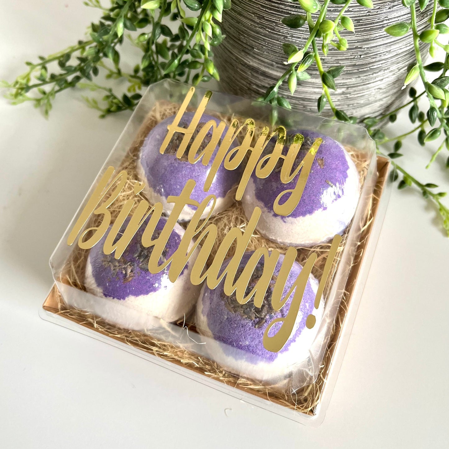 Happy Birthday Gift Box  Metallic Gold