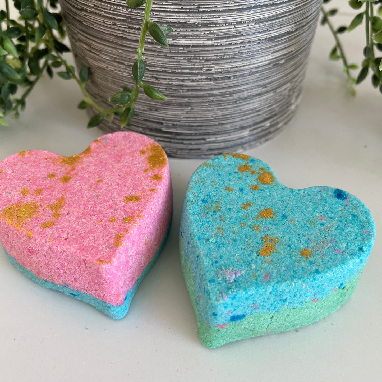 pink blue heart bathbomb