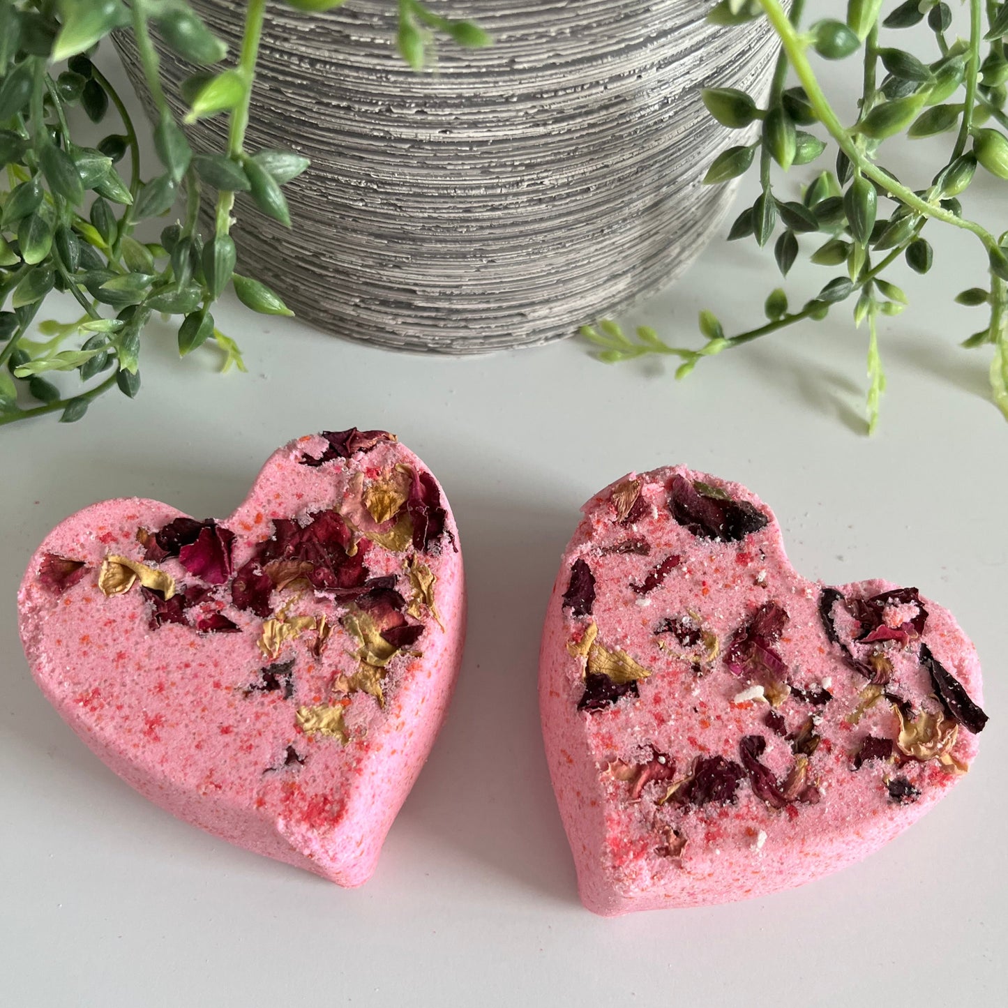 Pink rose heart bath bomb