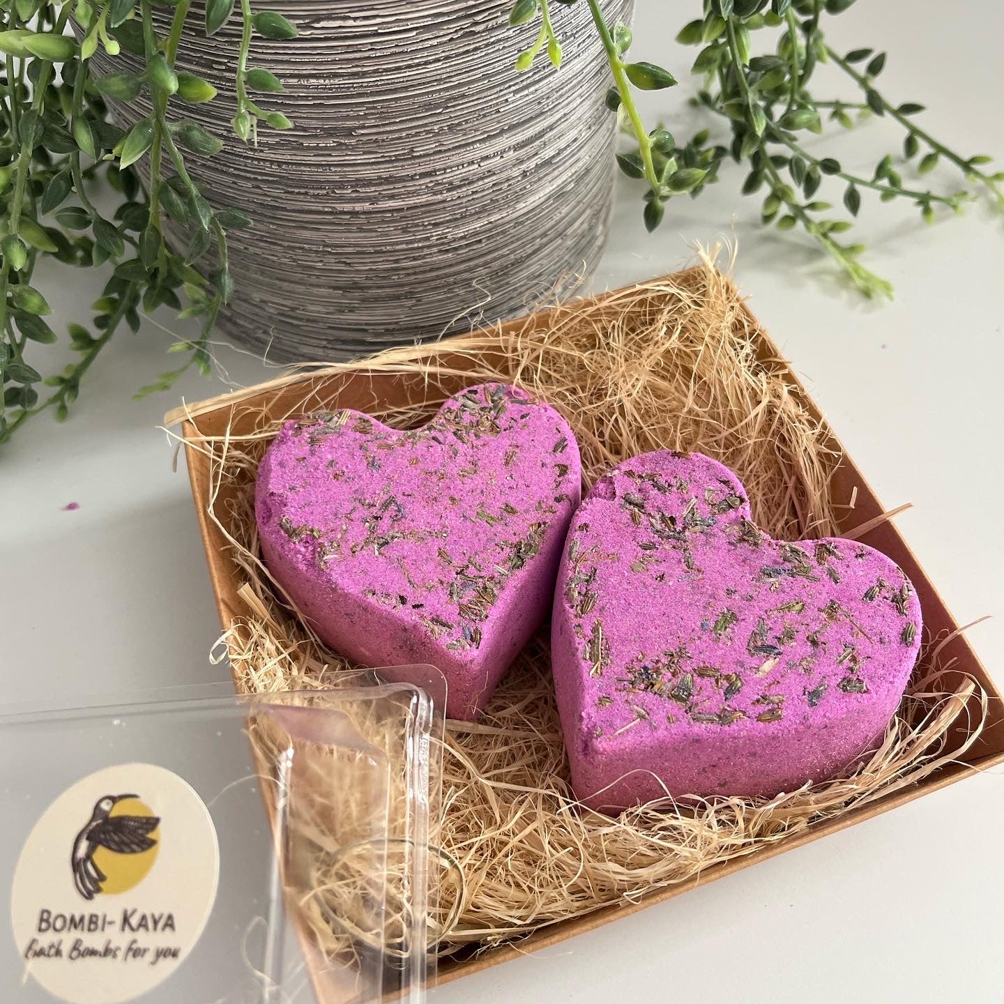 purple lavender heart bath bombs