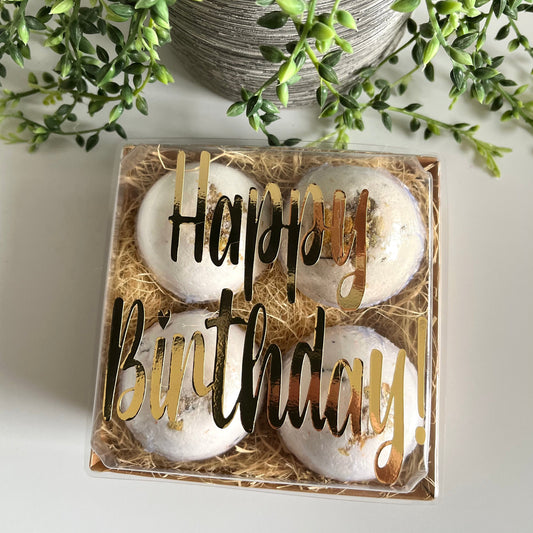 Happy Birthday Gift Box  Metallic Gold