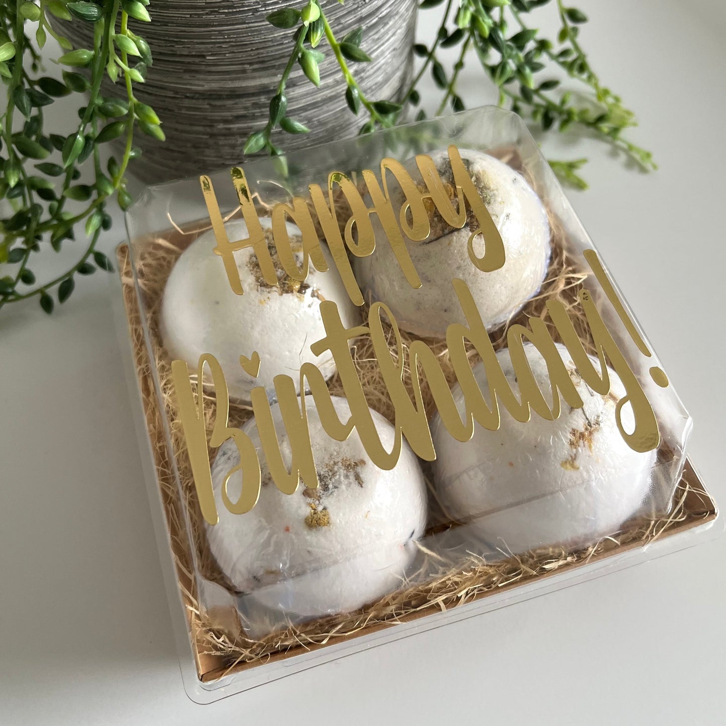 Happy Birthday Gift Box  Metallic Gold