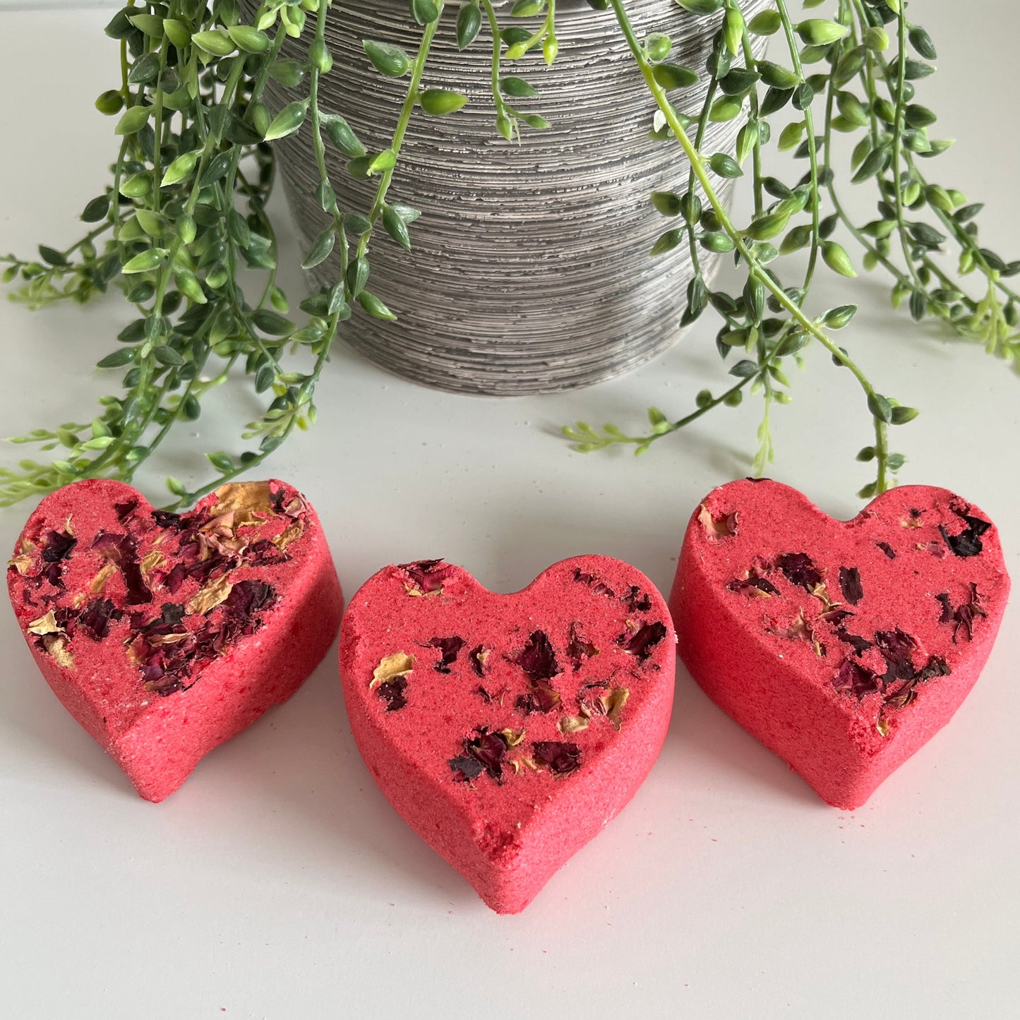 red rose heart bath bomb