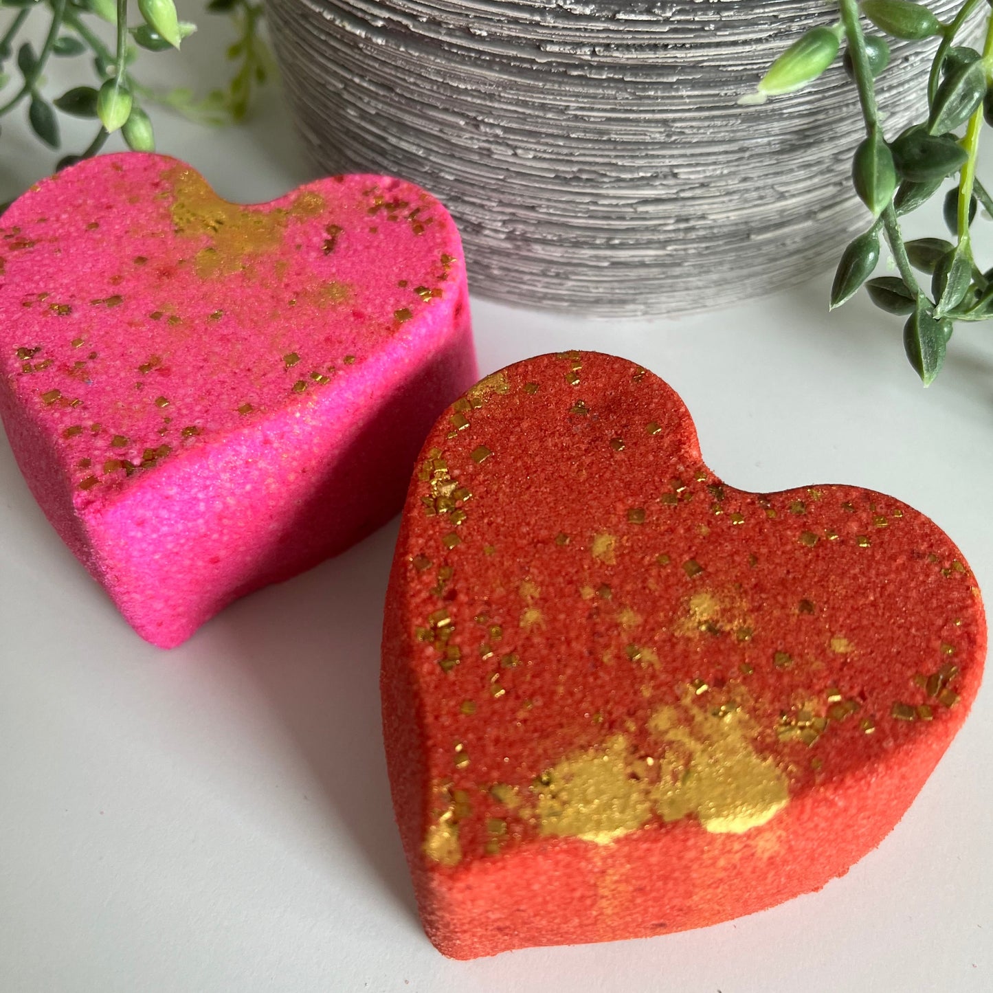 pink red heart bath bomb