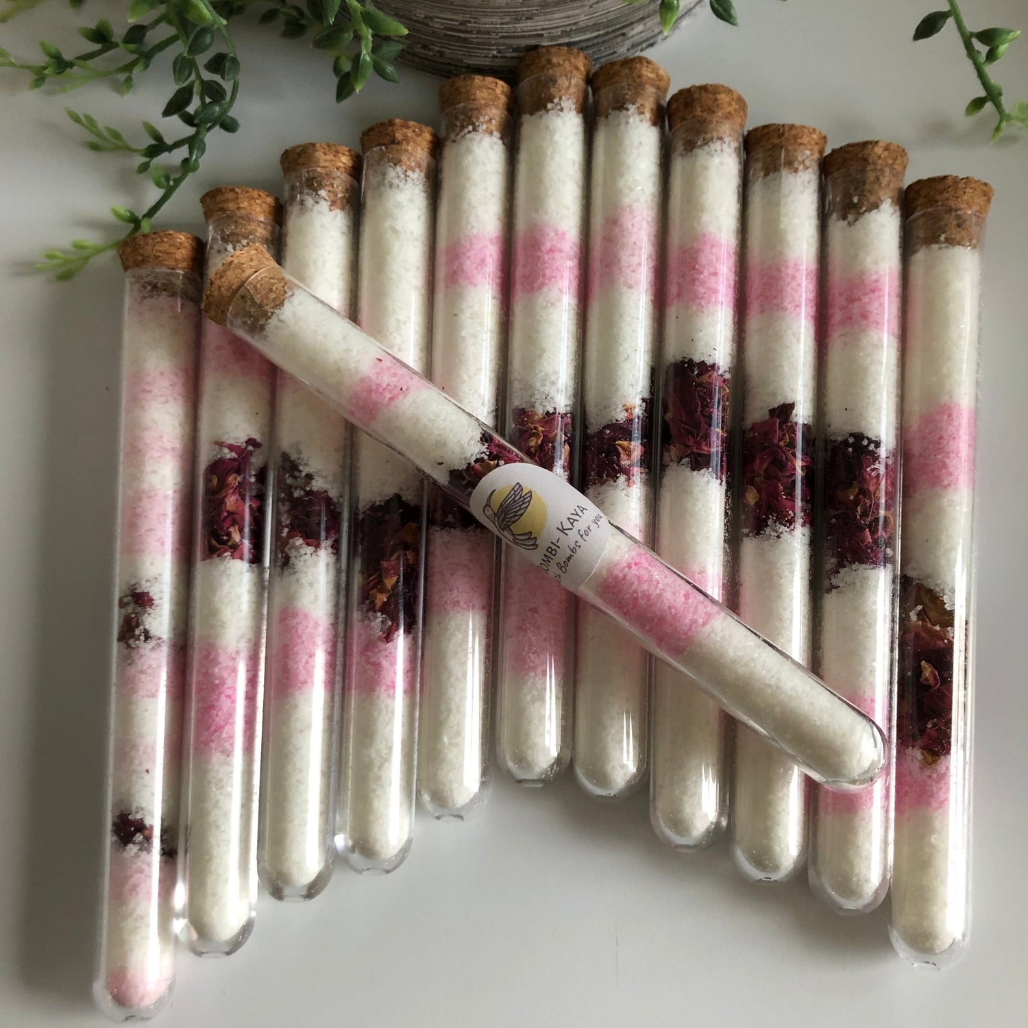 Test tube rose bath salts